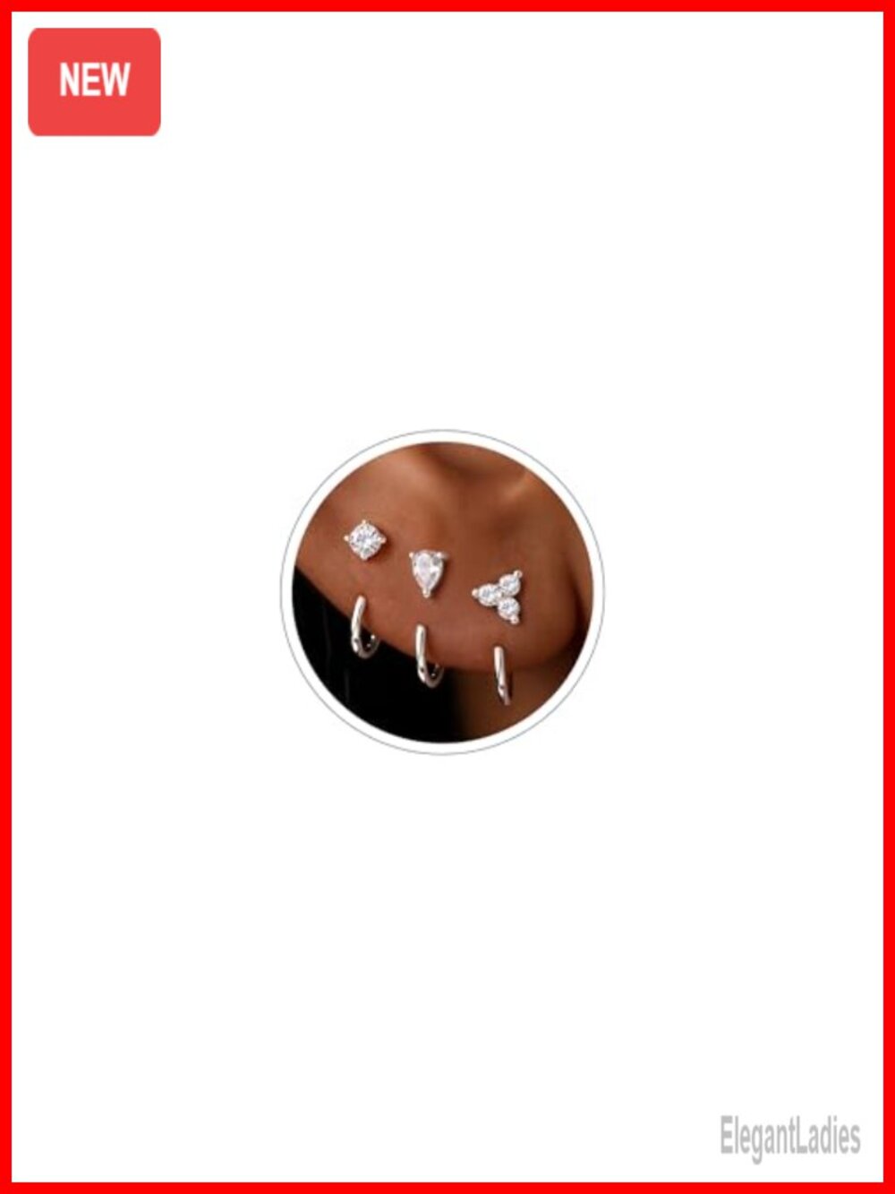 Open Hoop Earrings 3 Pairs Backless Clutchless Silver Plated Brass